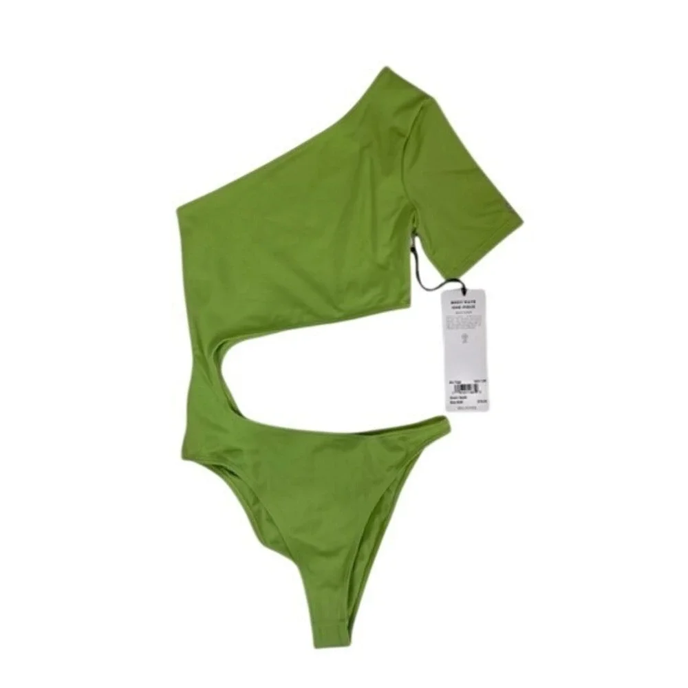 Alo Yoga Body NEW Apple Green Wave Cut out One-Piece Swimsuit XXS One Shoulder